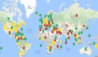 Карта с правилами использования дронов в разных странах